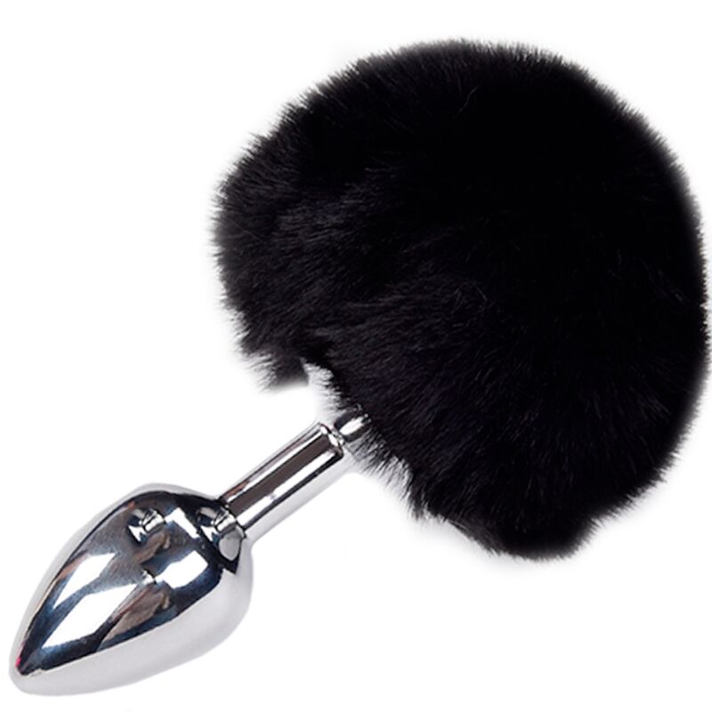 ANAL PLEASURE PLUG LISO METAL POMPON NEGRO TALLA M