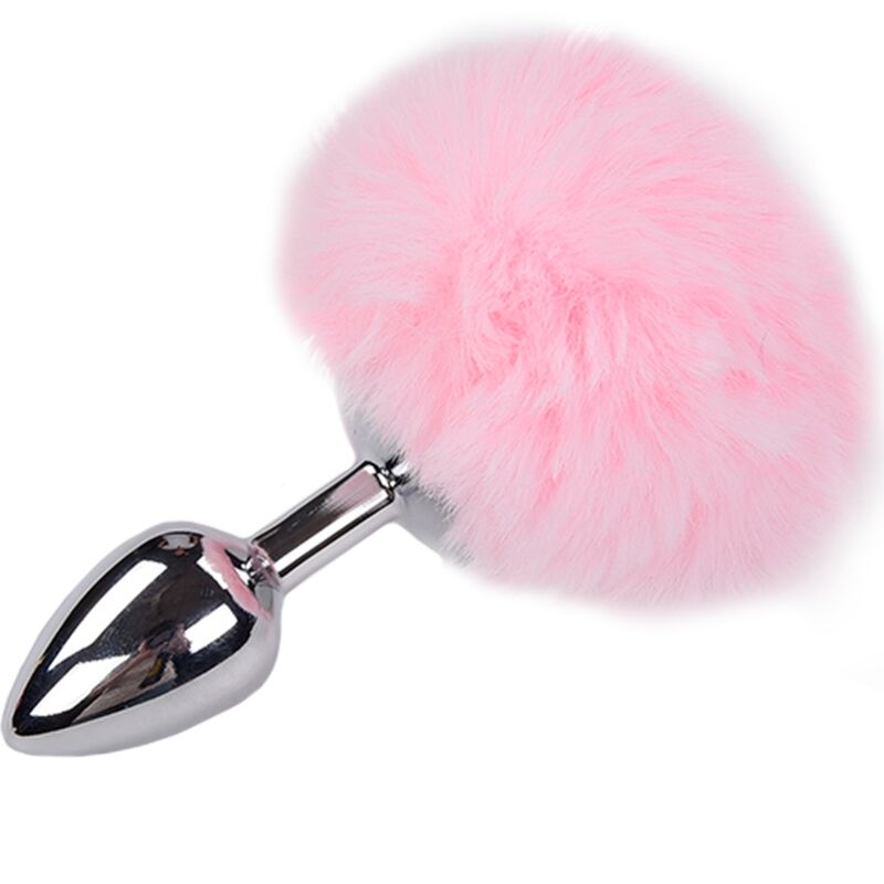 ANAL PLEASURE PLUG LISO METAL POMPON ROSA TALLA M