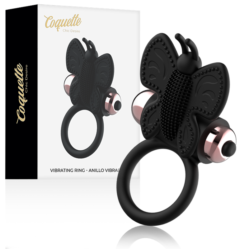 CHIC DESIRE - COCK RING BUTTERFLY ANILLO VIBRADOR NEGRO / GO