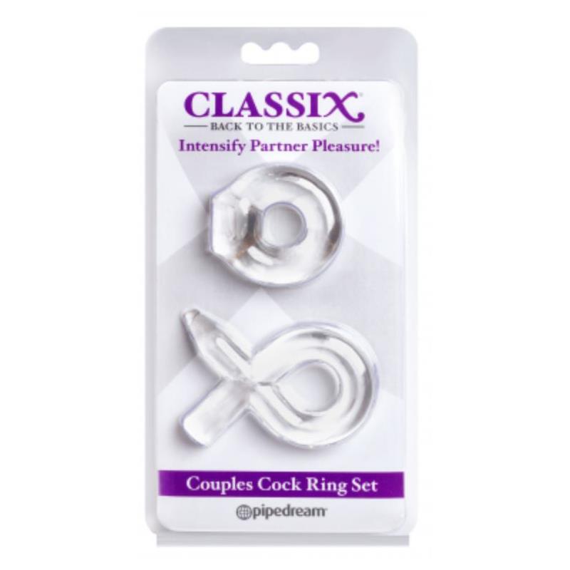 CLASSIX - SET PARA PAREJAS 2 ANILLOS PENE TRANSPARENTE