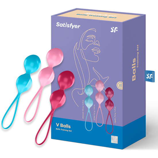 V BALLS 3 PIECE SET SATISFYER COLOURED