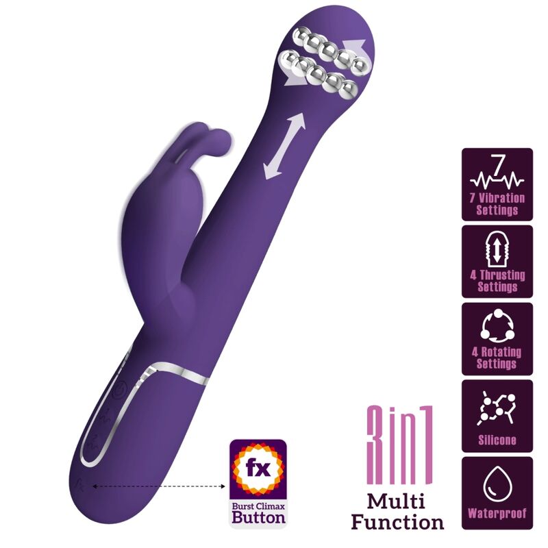 VIBRATORE DEJON RABBIT 3 IN 1 MULTIFUNZIONE VIOLA