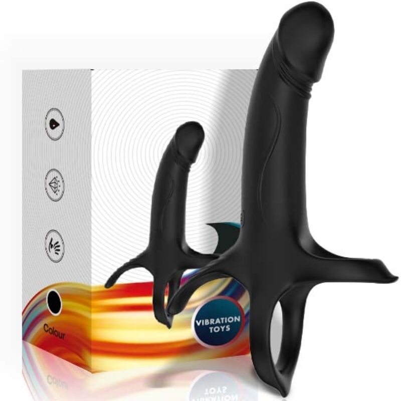 DILDO COM ANEL E VIBRADOR PRETO