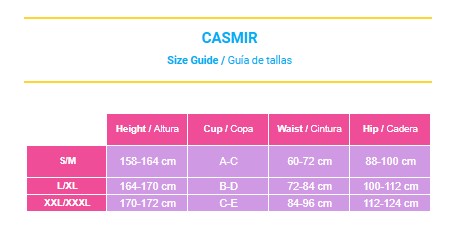 Guia de tamanhos Casmir