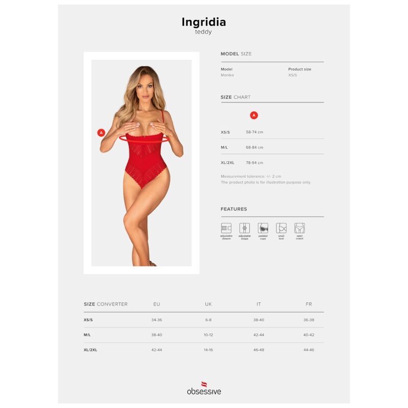 INGRIDIA CROTCHLESS TEDDY ROJO 20