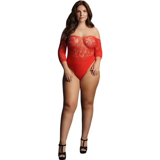 Le desir crotchless rhinestone teddy - rojo