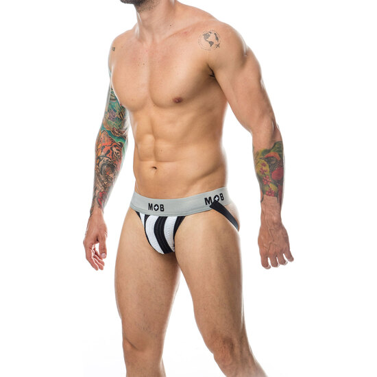 Mob stripe classic jock - tanga blanco