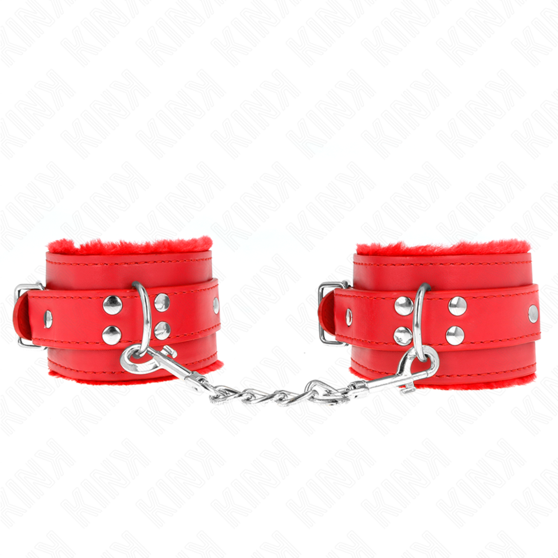 APPUI-POIGNETS DOUBLÉS DE FOURRURE ROUGE AVEC CEINTURE ROUGE