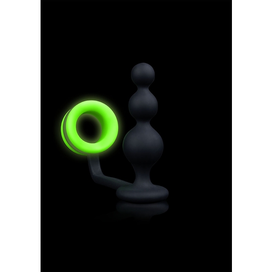 Ouch! - anillo para el pene con plug anal - glow in the dark