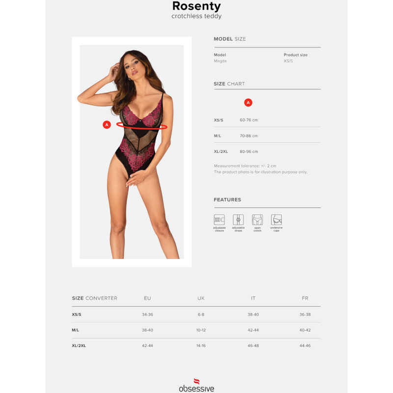 ROSENTY CROTCHLESS TEDDY XS/S 19