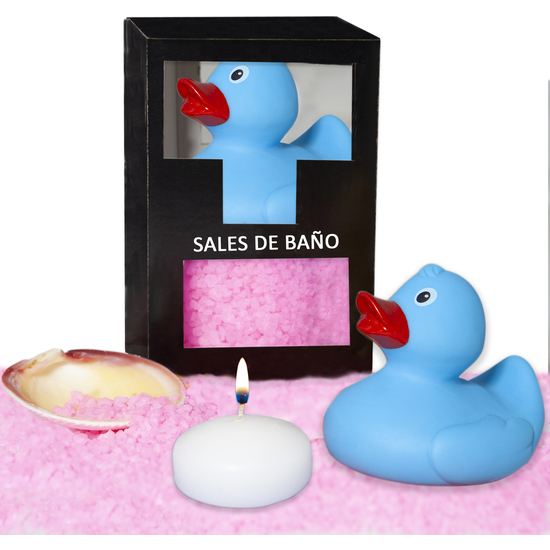 Conjunto de sais de banho rosa 150 gr. com pato de banho, ve