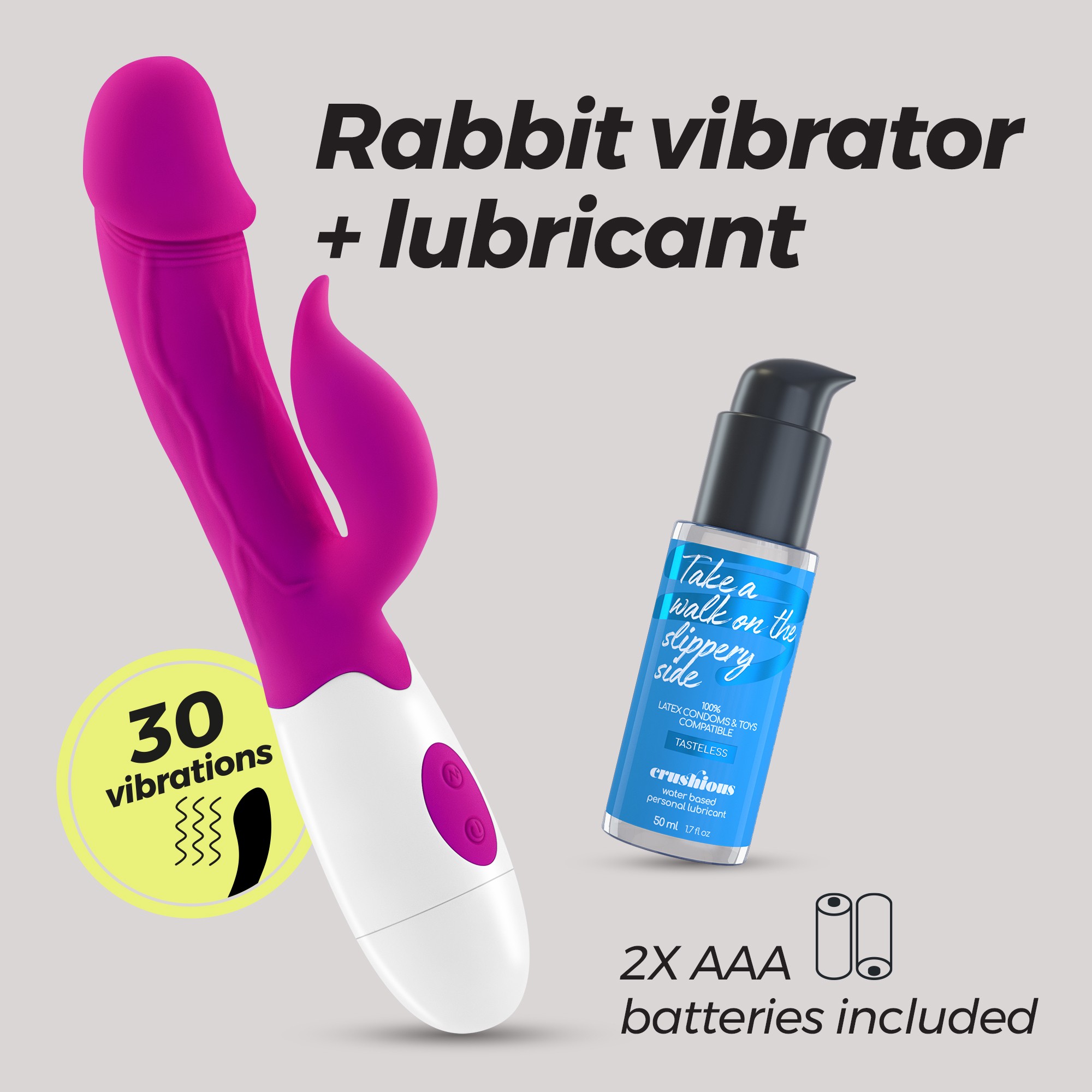 VIBRADOR COM ESTIMULADOR DE CLITÓRIS MOCHI ROXO E LUBRIFICAN