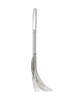 BLAZE ELITE FLOGGER Flogger elegante para BDSM, hecho de cuero artificial blanco