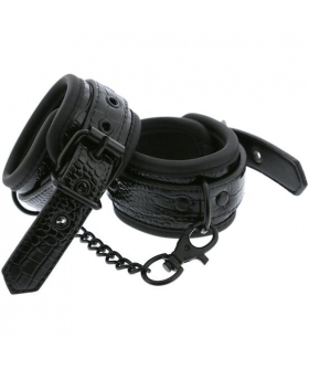 BLAZE HANDCUFF CROCO Elegantes y ajustables esposas de cuero negro