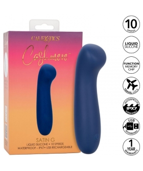 CASHMERE SATIN G AZUL Massageador de silicone líquido, recarregável e submersível.