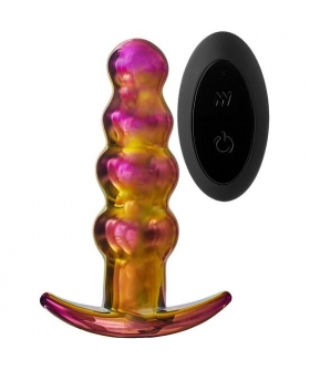 GLAMOUR  GLASS REMOTE Tapón anal de vidrio vibrador, 10 funciones, control remoto