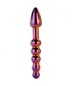 GLAMOUR  GLASS RIDGED Dildo anal de vidrio, doble extremo, juego de temperatura