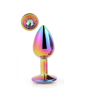 GLEAMING LOVE  MULTICOLOUR Petite plug anal en aluminium avec bijou