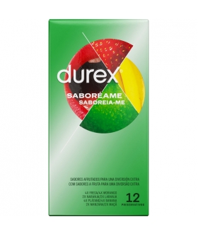 DUREX SABOREAME Pack de 12 preservativos con sabores y colores afrutados