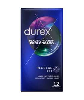 DUREX PLACER PROLONGADO 12 préservatifs avec crème retardante pour un plaisir durable