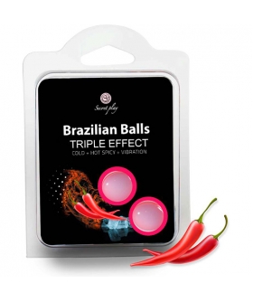 SECRET PLAY TRIPLE EFFECT Set 2 palline brasiliane triplo effetto (calore, freddo e vibrazione)