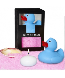 SEA KIT Set de sels de bain rose 150 gr. avec canard de bain, bougie aromatique et coquillage