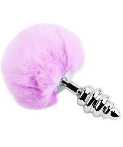 ESPIRAL METAL POMPON VIOLETA Plug anal de metal com forma espiral e pom-pom violeta.