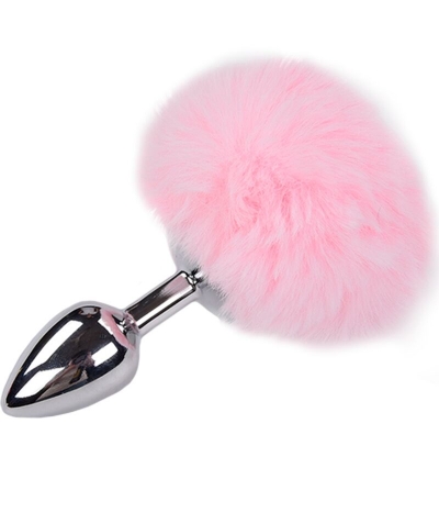 ANAL PLEASURE PLUG ROSA Plug anal metálico con pompón de pelo rosa