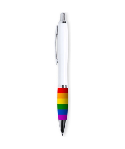 BOLIGRAFO BLANCO BANDERA LGBT Bolígrafo elegante con empuñadura multicolor vibrante