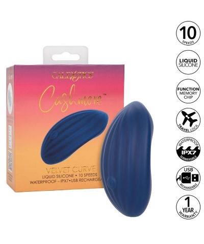 CASHMERE VELVET CURVE AZUL Masajeador de lujo recargable con 10 funciones