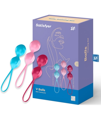 SATISFYER V BALLS Conjunto de 3 bolas coloridas ben-wa v satisfyer