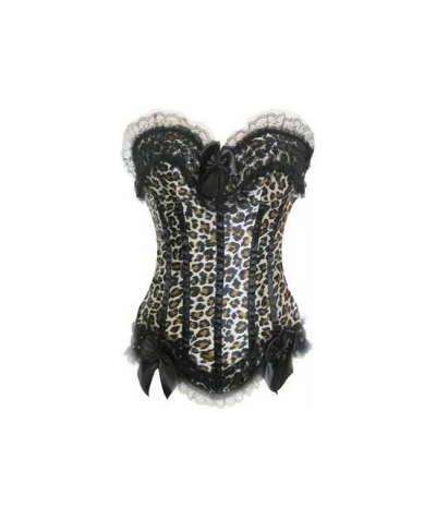 CORSET RETRO SEXY Corsetto leopardato retrò con balze in pizzo beige