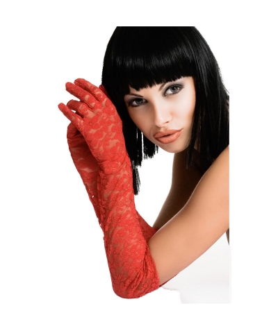 CR 3071 GUANTES ROJO Gants élégants en dentelle pour les occasions spéciales