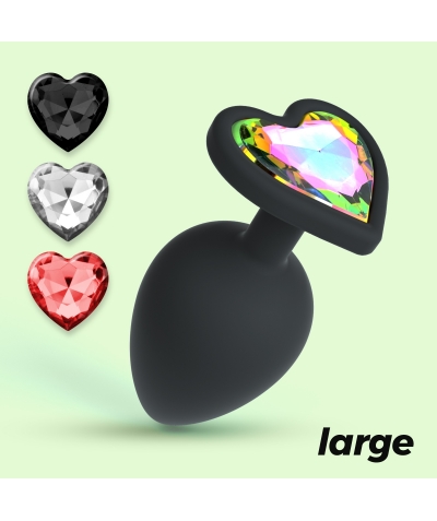 CUORE PLUG ANAL GRANDE COM 4 J Plugs anais de silicone com brilhantes intercambiáveis e adaptáveis.