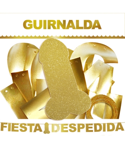 GUIRNALDA PENE DORADO Decoración fiesta despedida