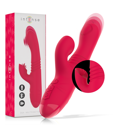 DUA 2 en 1: estimulador de clítoris con lengua y vibrador con movimiento