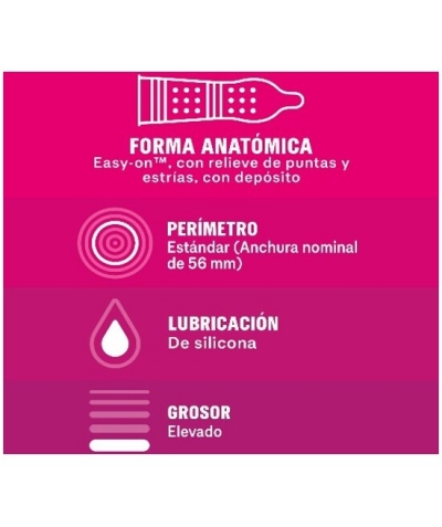 DUREX DAME PLACER Preservativos con puntos y estrías 3 uds