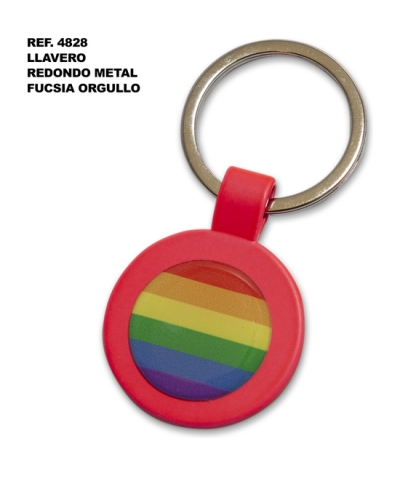 LLAVERO RENDONDO METAL FUSCIA Llavero fuscia con bandera lgbt y resina