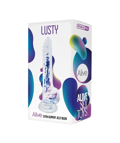 LUSTY Dildo realista transparente de material jelly hipoalergénico