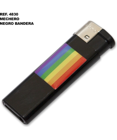 MECHERO ELECTRICO Mechero recargable negro con bandera del orgullo lgbt