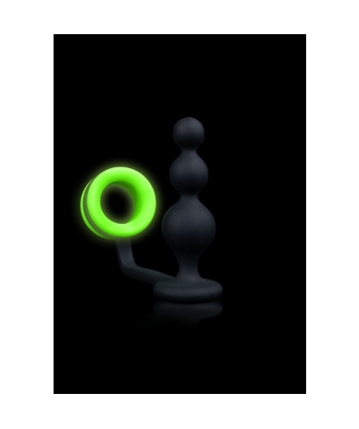 OUCH! GLOW SWINGER Ai! - anel para pénis com plug anal - glow in the dark