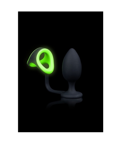 OUCH! Anillo para el pene con plug anal - glow in the dark