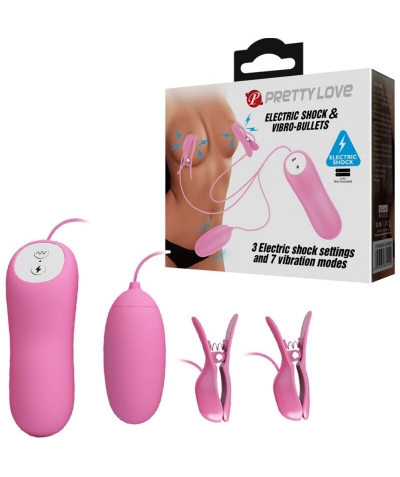 ELETROSHOCK ROSA Pinzas vibratorias para pezones y huevos intensos.