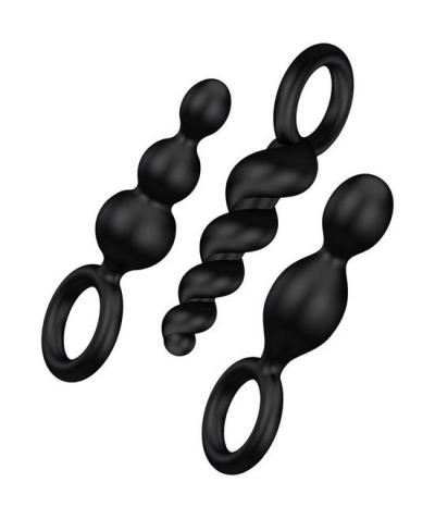 SATISFYER PLUGS Pack de 3 plugs de silicona negros