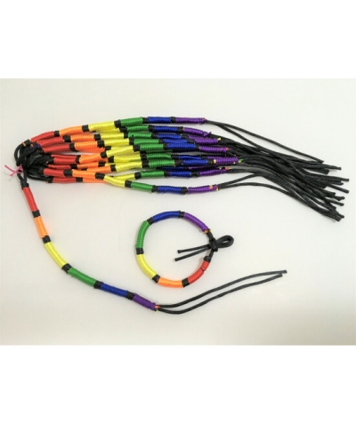 PULSERA HILO REDONDA BANDERA L Pulsera ajustable LGBT+ con hilos de colores