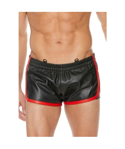 SHORT DE CUERO NEGRO OUCH Short polyvalent en cuir - noir/rouge