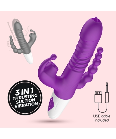 WRANGLER Vibrador triple estimulación con succión y empuje