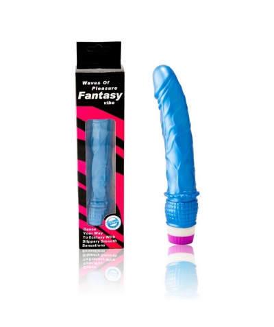 BLUE FANTASY VIBRE Pene vibrador de gelatina azul, suave, realista