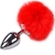 PLUG PRAZER ANAL METAL LISO FLUFFY VERMELHO TAMANHO L