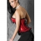 Atractivo corset sexy de saten con ballenas y lazos negros n